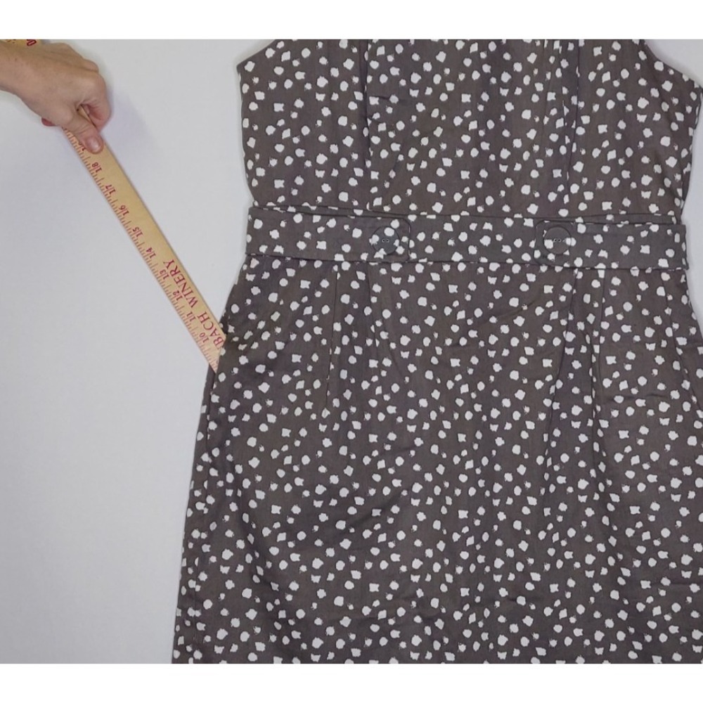 Robbie Bee Sleeveless Dress 18 Gray Polka Dot A-Line Pocket Zip Pinup Old Money - Picture 5 of 11